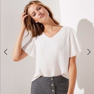 White Flutter Sleeve LOFT Too (Medium)